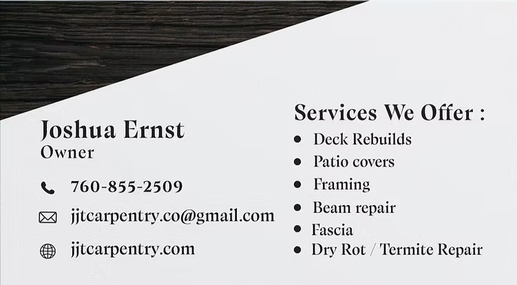 JJT Carpentry and Woodwork deck repair San Diego Country Estates Ramona CA